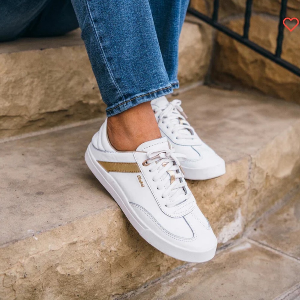 OluKai Women’s White Sneakers with Gold Accent
